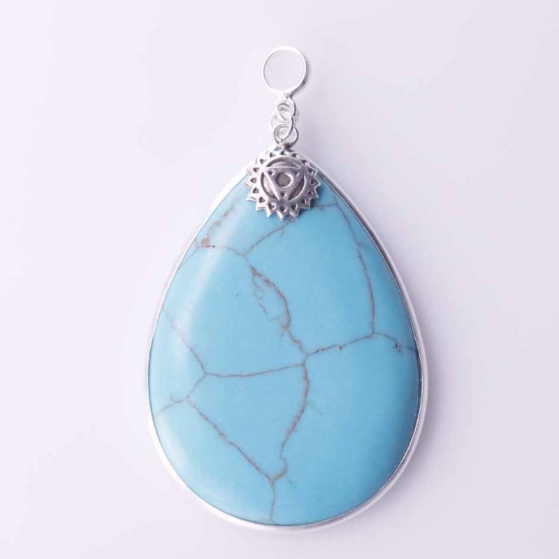 Pendant Drop 31x43mm Torquoise Stone