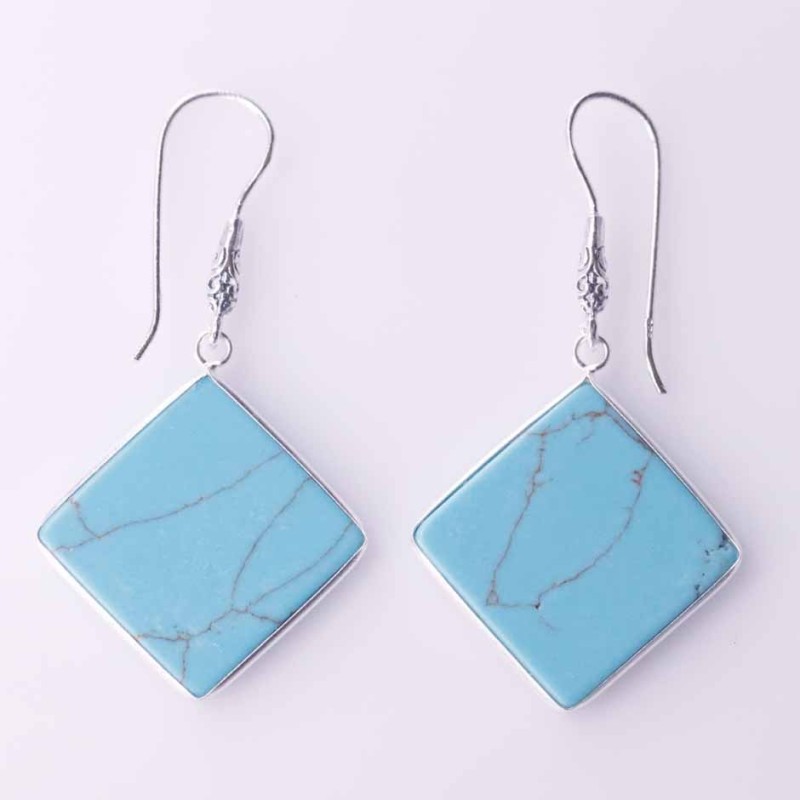 Earring Square 20mm Torquoise Stone Earring Square 20mm Torquoise Stone