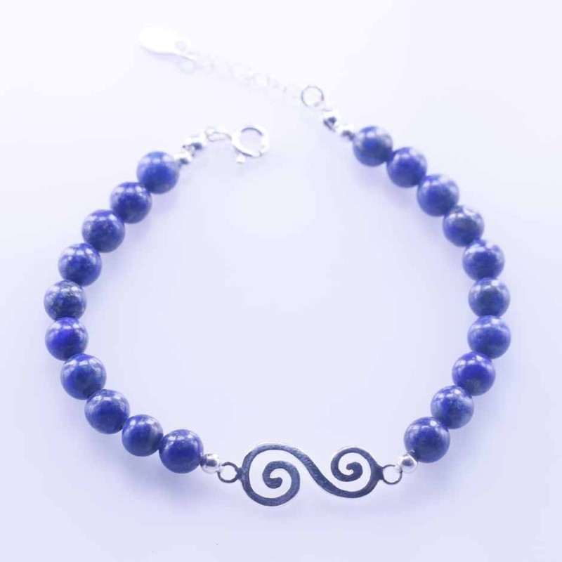 Bracelet Plain with Ball 6mm. Lapis Stone