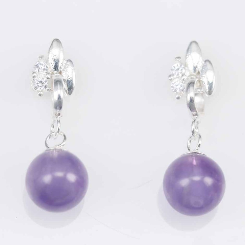 Earring Ball 8mm. Amethyst Stone