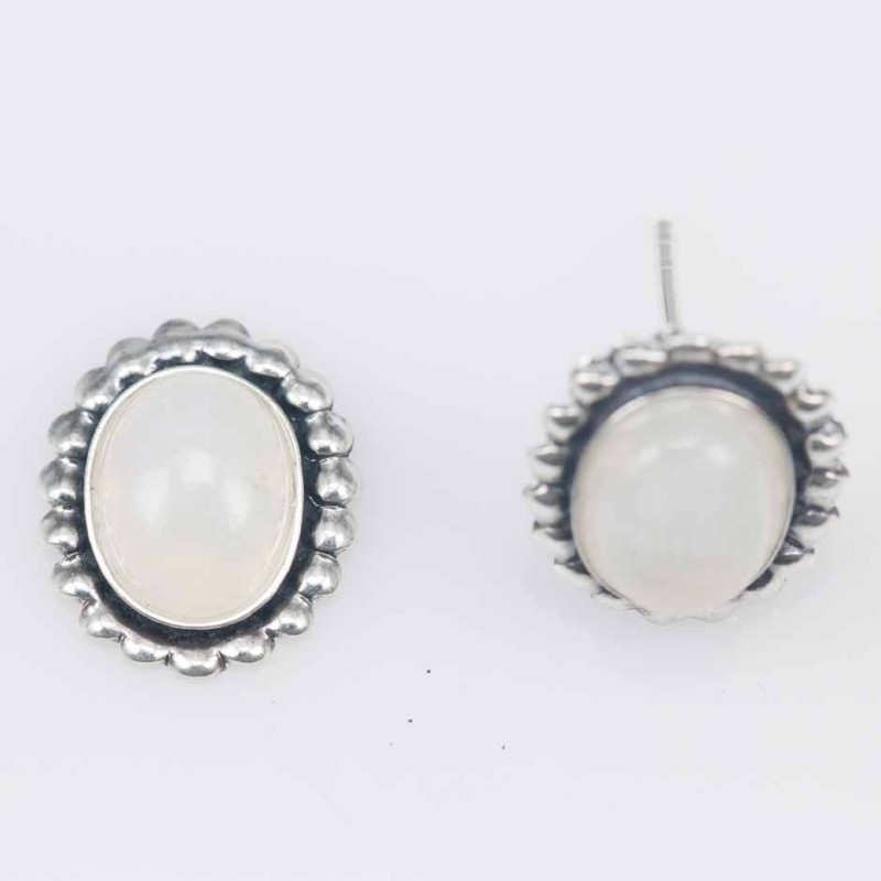 Earring Oval 10x12mm. Moon Stone