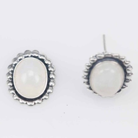 Earring Oval 10x12mm. Moon Stone