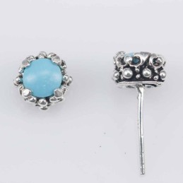 Earring  Round  7mm. Torquoise  Stone