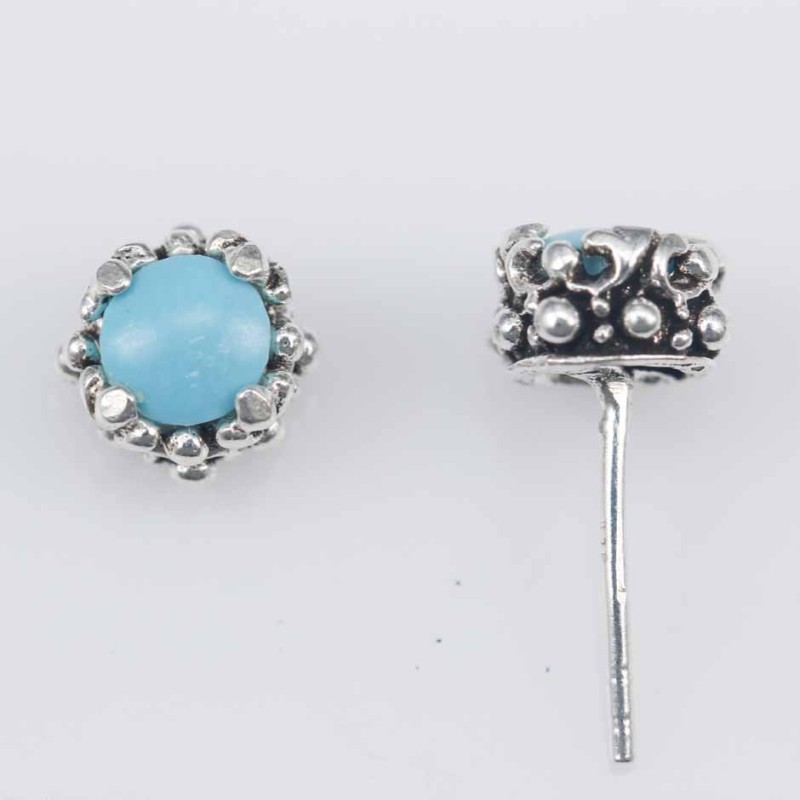 Earring Round 7mm. Torquoise Stone Earring Round 7mm. Torquoise Stone