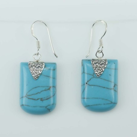 Earring Square14x22mm. Torquoise Stone