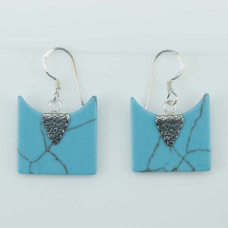 Earring Square14x18mm. Torquoise Stone
