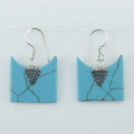 Earring Square14x18mm. Torquoise Stone