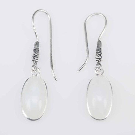 Earring Oval 8x17mm. Moon Stone