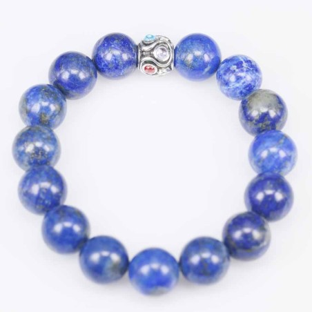 Bracelet Ball 12mm.with Plain 10mm. Lapis Stone