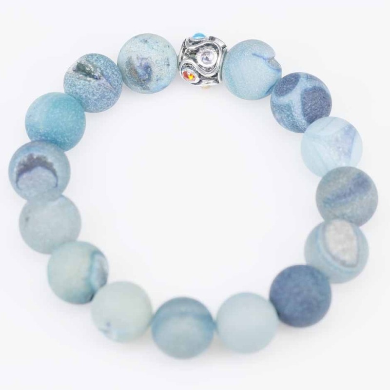 Bracelet Ball 12mm.with Plain 10mm.Agate Stone