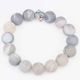 Bracelet Ball 12mm.with Plain 10mm.Agate Stone