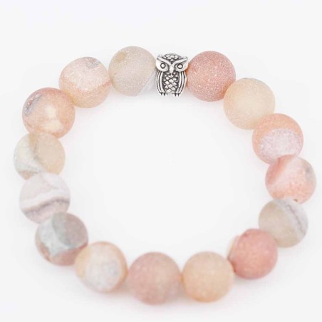 Bracelet Ball 12mm.with Owl 8x10mm. Agate Stone