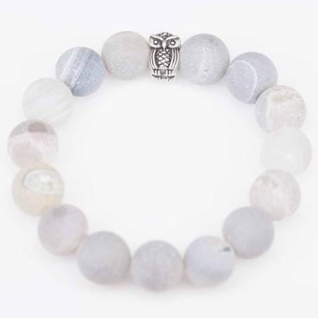 Bracelet Ball 12mm.with Owl 8x10mm. Agate Stone