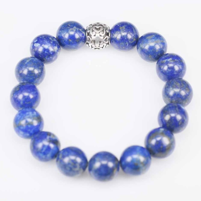 Bracelet Ball 12mm.with Plain 11mm. Lapis Stone