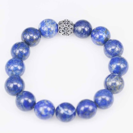 Bracelet Ball 12mm.with Plain 10mm. Lapis Stone