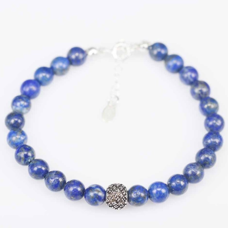 Bracelet Ball 6mm. with Plain 8mm. Lapis Stone