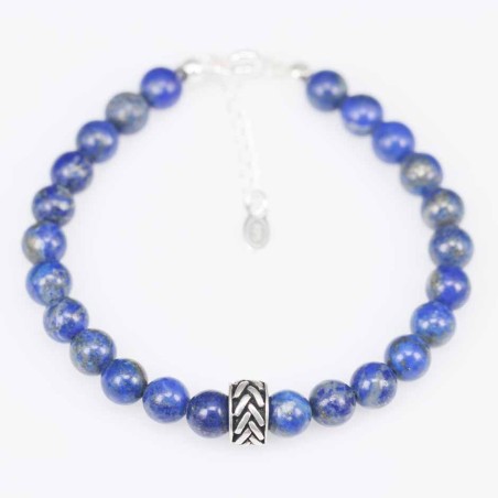 Bracelet Ball 6mm. with Plain 8mm. Lapis Stone