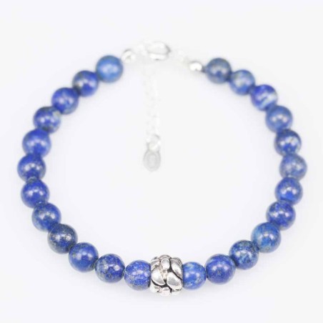 Bracelet Ball 6mm. with Plain 8mm. Lapis Stone