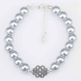 Bracelet Ball 8mm. Pearl Gray Color