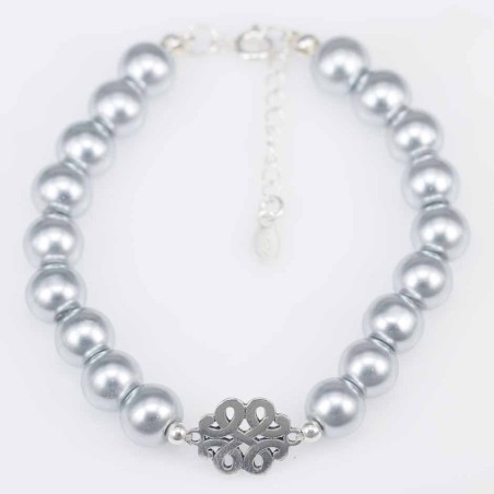 Bracelet Ball 8mm. Pearl Gray Color