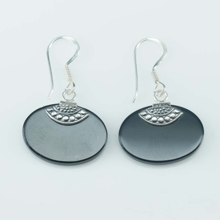 Earring Oval 10x14mm. Onix Stone