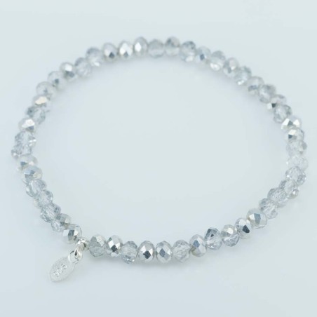 Bracelet ball 3mm. faceted Crystal Grey Color