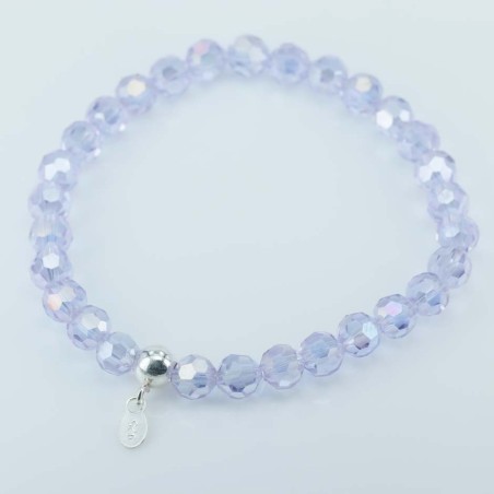 Bracelet ball 6mm. faceted Crystal Ligth Sap.Color