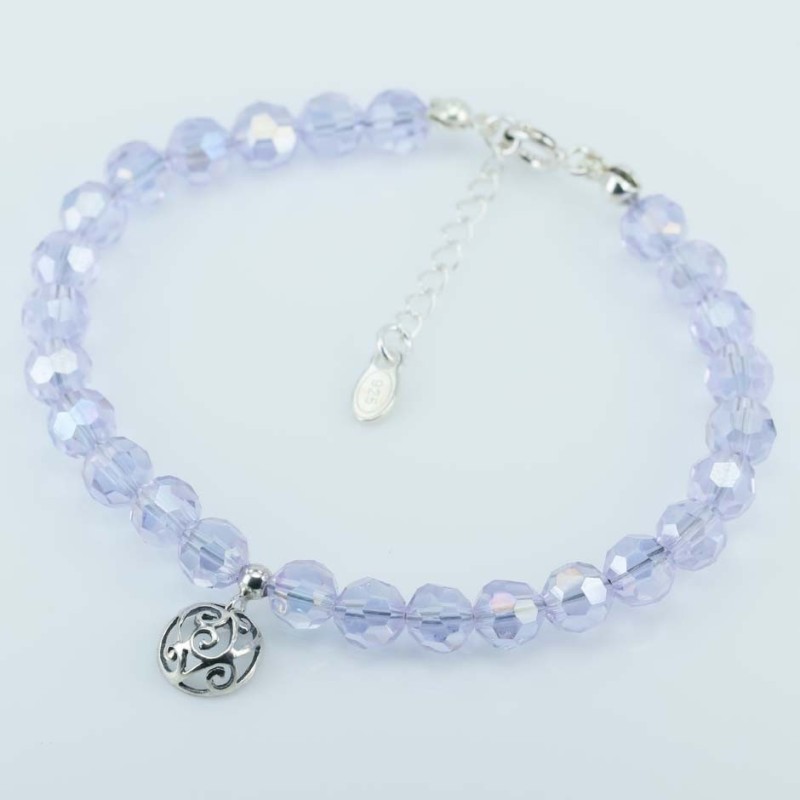 Bracelet ball 3-6mm.Crystal Blue Color + pendant