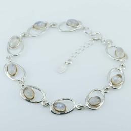Bracelet Oval with Stone 4x6mm. Moon Stone