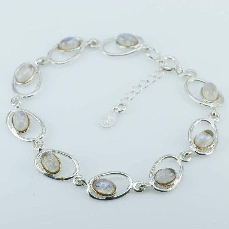 Bracelet Oval with Stone 4x6mm. Moon Stone
