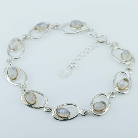 Bracelet Oval with Stone 4x6mm. Moon Stone