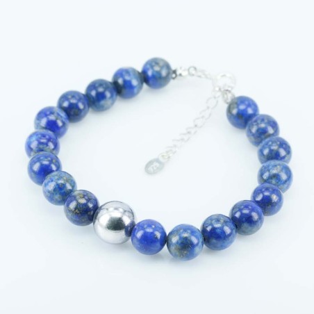 Bracelet ball 8mm. with ball 10mm. plain Lapis Sto