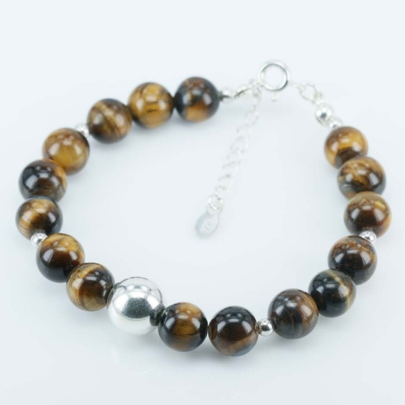 Bracelet ball 8mm. with ball 10mm. plain Tiger Eye