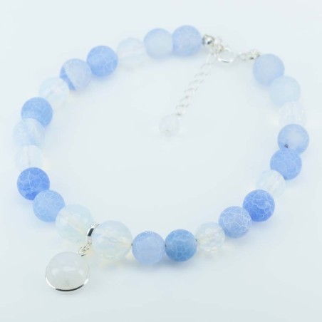 Bracelet Ball 8+10mm. with round 10mm. Blue Agate