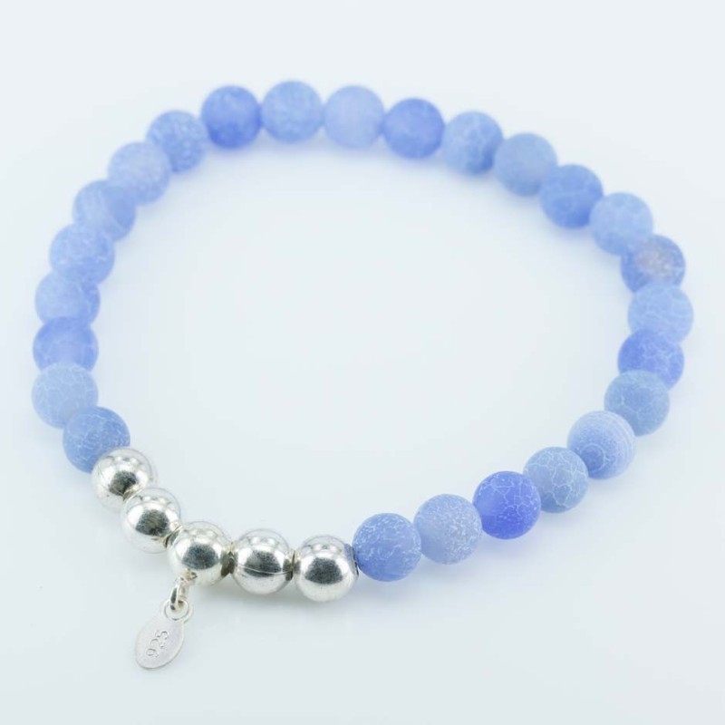 Bracelet Ball 6mm. with plain ball Blue Sap. Agate