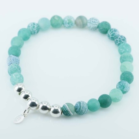 Bracelet Ball 6mm. with plain ball Green Agate