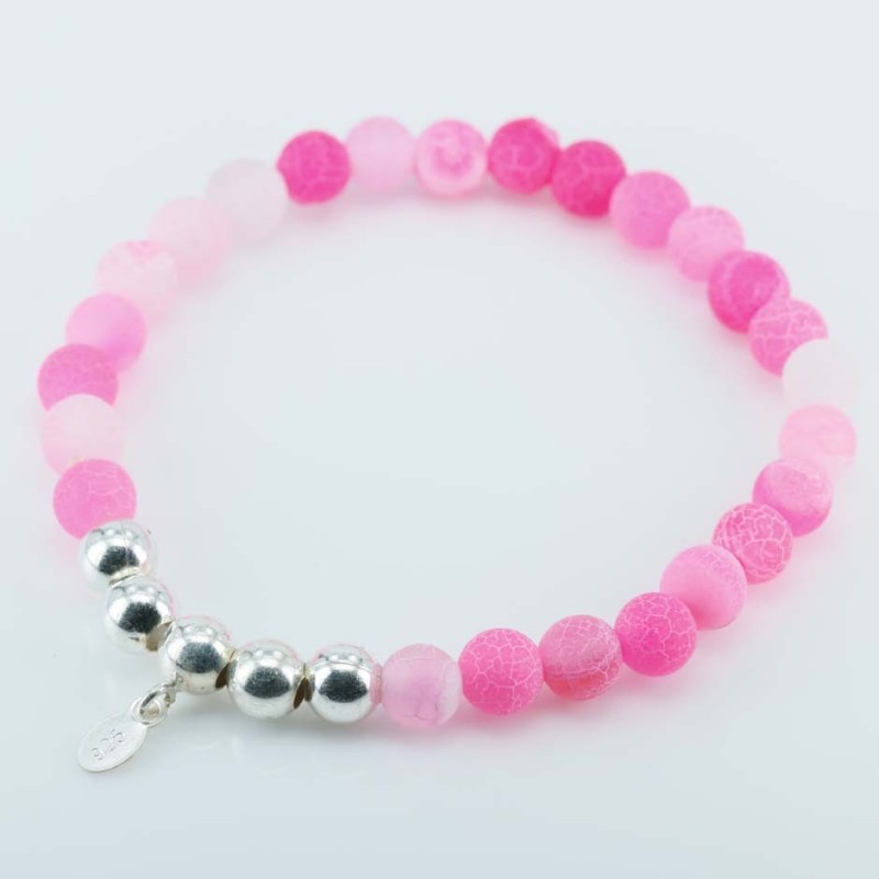 Bracelet Ball 6mm. with plain ball Rose Agate