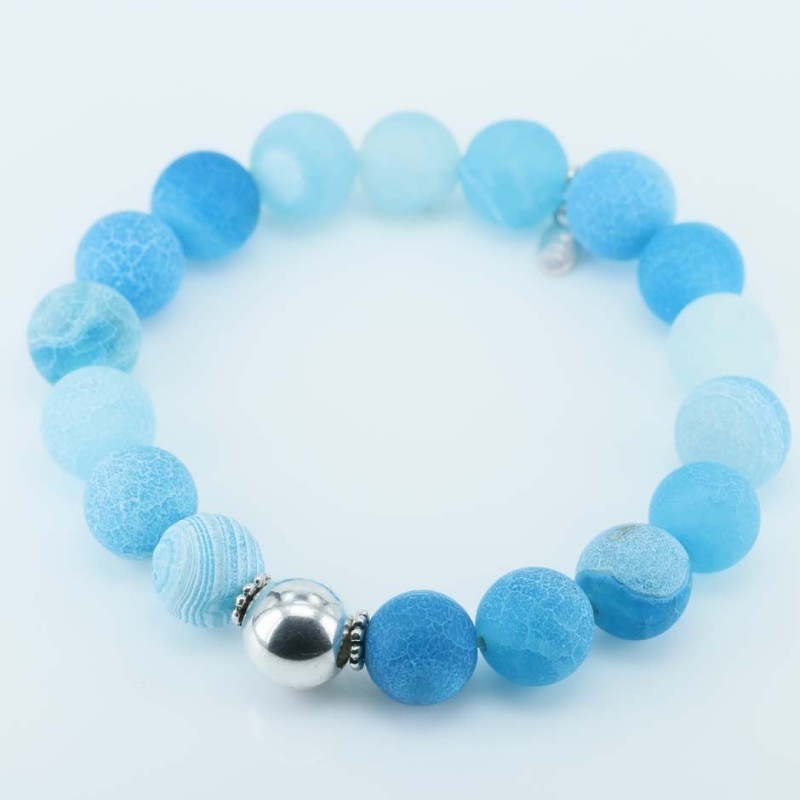 Bracelet Ball 10mm. with plain ball Aqua Agate