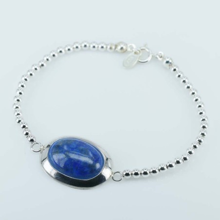 Bracelet Ball + oval Lapis Stone