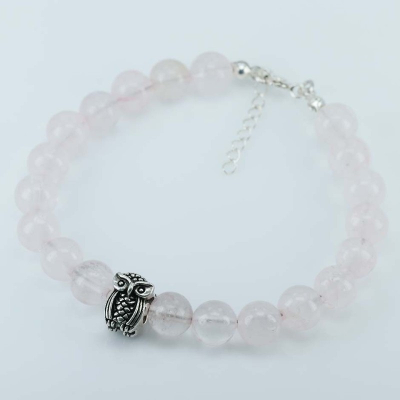 Bracelet Ball 8mm. Rose Quartz Stone