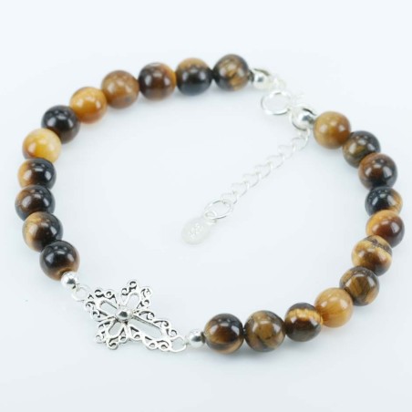 Bracelet Ball 6mm. Tiger Eye Stone