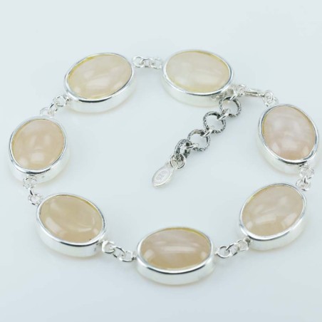 Bracelet Oval 13X18mm. Rose Quartz Stone