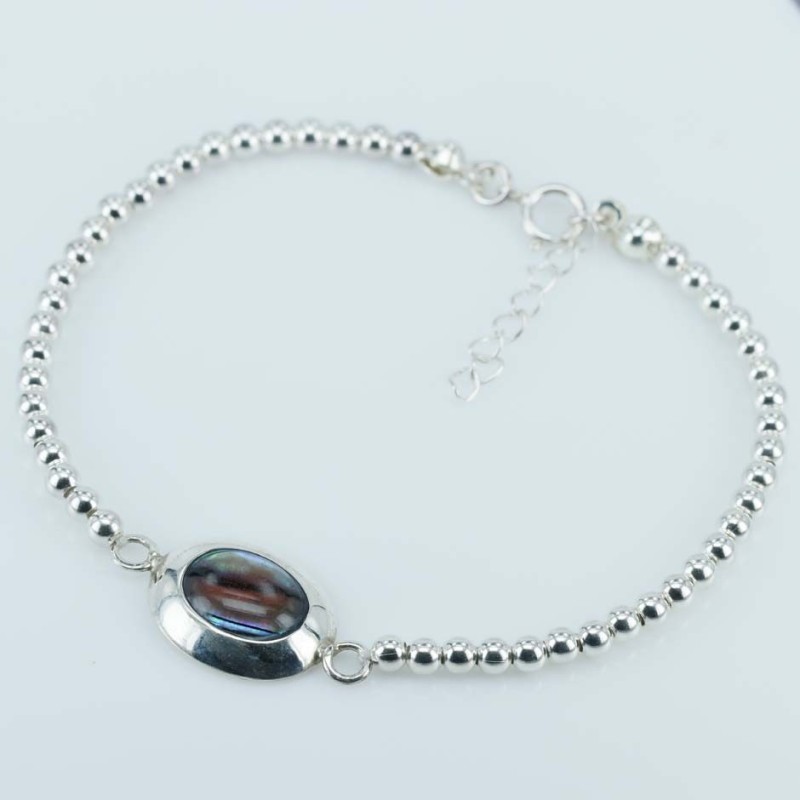 Bracelet Oval 12X16mm. Rose Abalon Shell