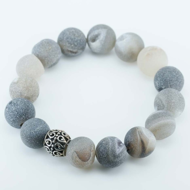 Bracelet Ball 12mm.with Plain 10mm. Agate  Stone