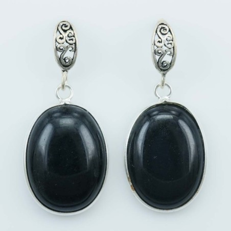 Earring Oval 12x28mm.Onix Stone