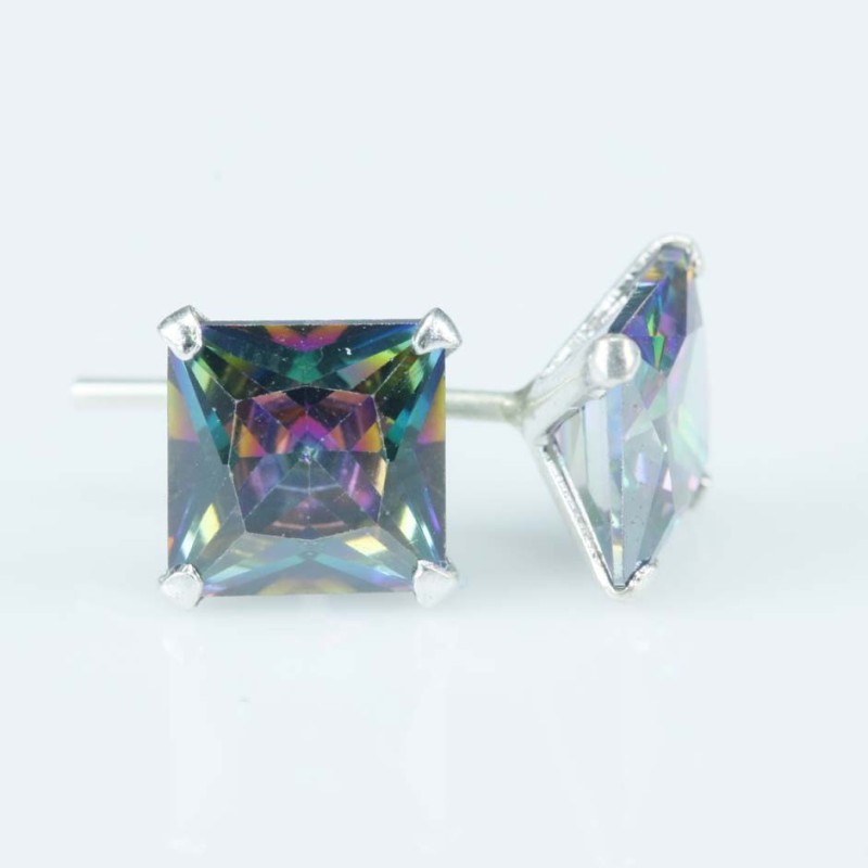 Ea C.Z. sq 6x6mm. Rainbow Color