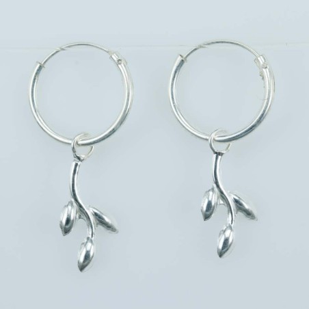 Earring Hoop 1.2x12mm. Leaf 6x13mm. Plain