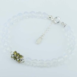 Bracelet Ball 6mm. with cz. Moon Stone sintetyc