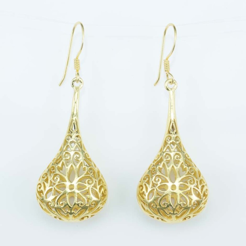 Earring 19x35mm. Plain Gold Color