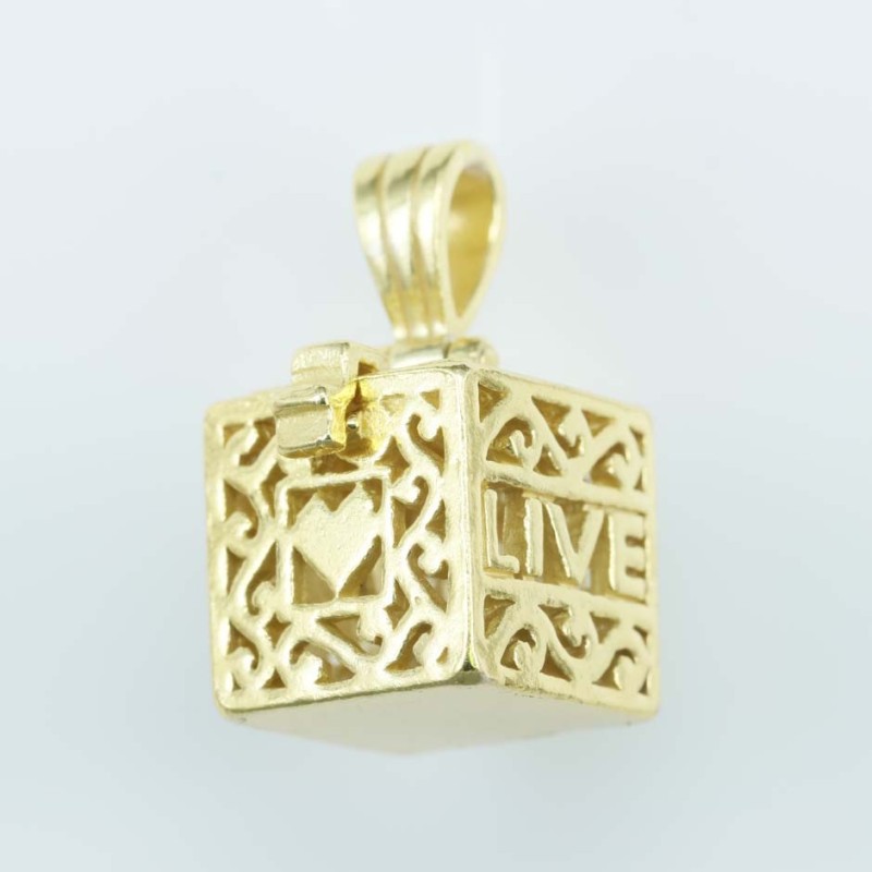 Pendant box 12mm. Gold Plain